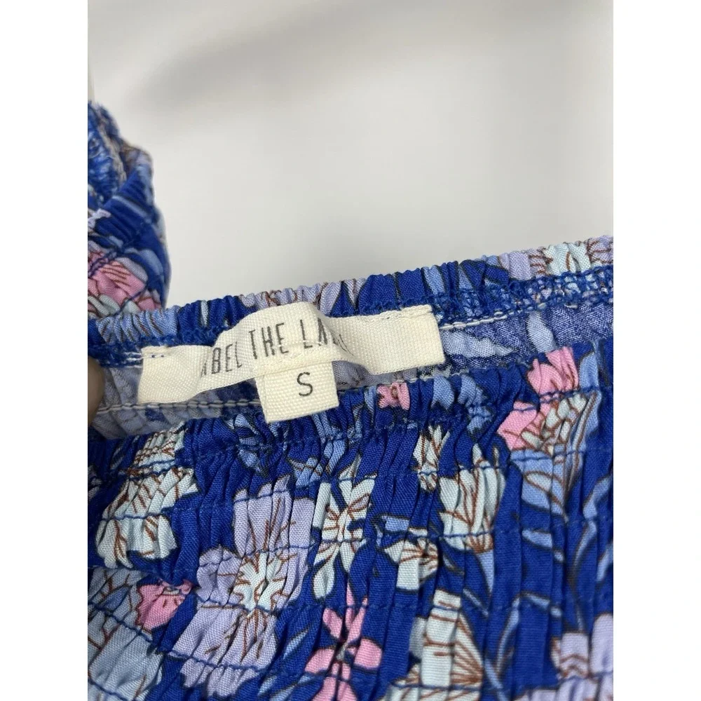 Abel The Label Womens Strapless Maxi Dress Sz S Blue Pink Floral Smocked Boho - Picture 5 of 8